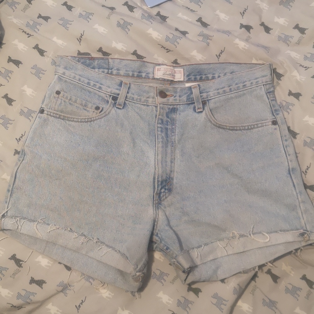 Vintage cropped denim jean shorts